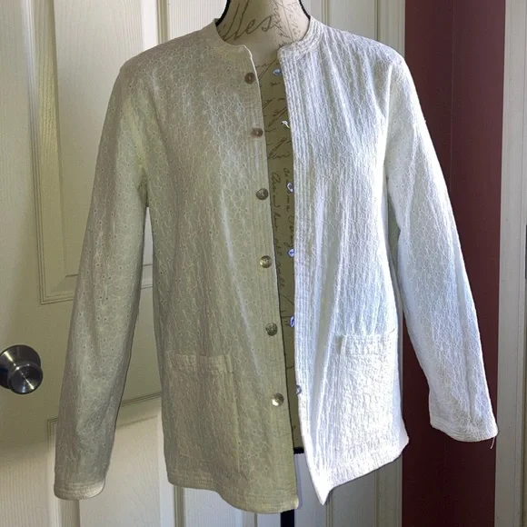 Cherry Blossom Quilted Reversible Eyelet Light Jacket Cotton Large by Appleseeds - Picture 8 of 11